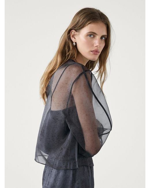 MASSIMO DUTTI Multicolor 100% Mulberry Silk Organza Blouse