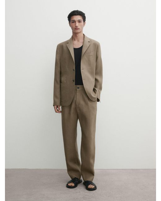 Americana 100% Lino Conjunto MASSIMO DUTTI de hombre de color Natural
