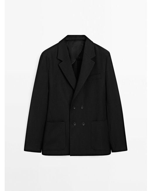 MASSIMO DUTTI 100% Linnen Kostuumblazer in het Black voor heren