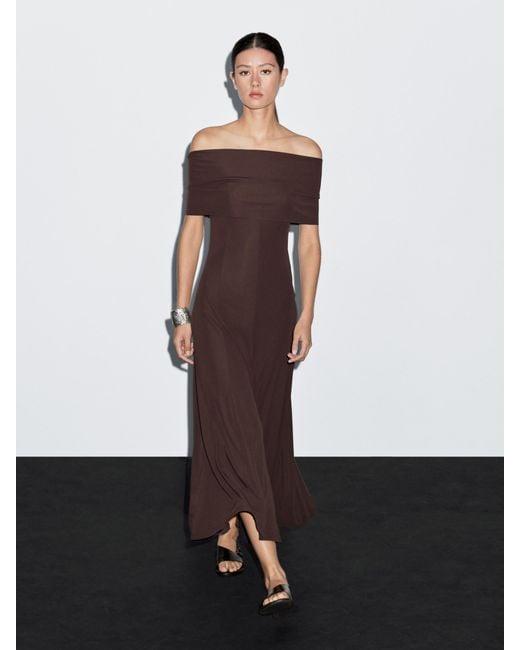 MASSIMO DUTTI White Long Strapless Dress