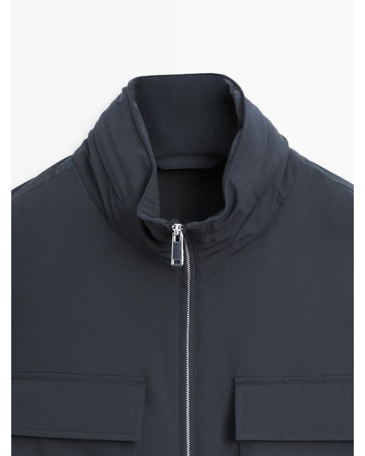 MASSIMO DUTTI Black Stretch Fabric Jacket for men