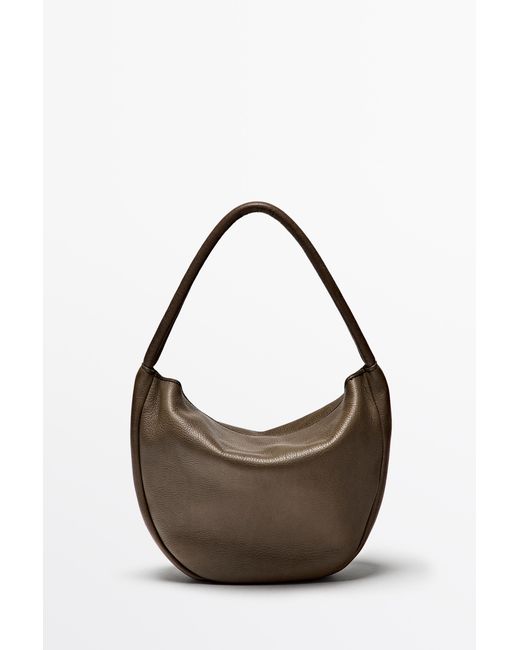 MASSIMO DUTTI Metallic Nappa Leather Slouch Mini Bag