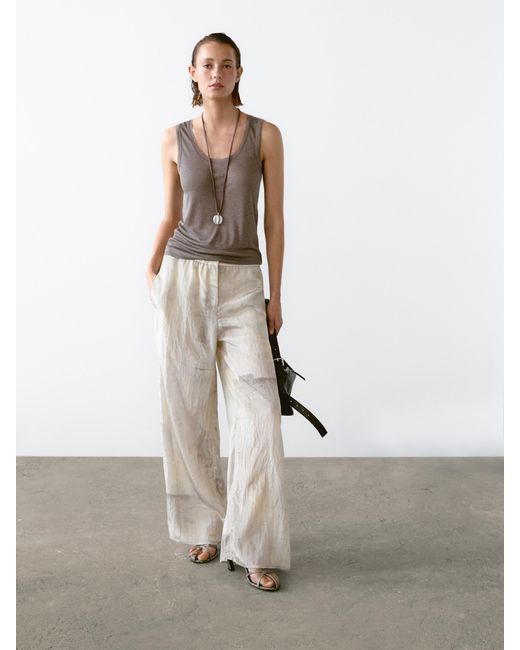 Top Cuello Redondo Detalle Costuras MASSIMO DUTTI de color White