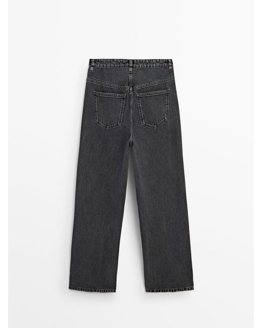 MASSIMO DUTTI Wide-Leg High-Waist Jeans in Gray