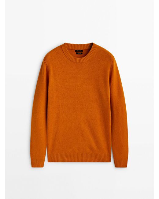 MASSIMO DUTTI Orange Wool Blend Knit Sweater for men