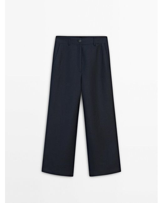 MASSIMO DUTTI Blue Straight Fit Co-Ord Trousers