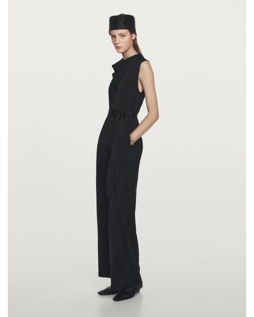 MASSIMO DUTTI White Flowing Satin Jumpsuit