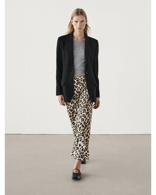 MASSIMO DUTTI Long Animal Print Skirt in Natural Lyst UK