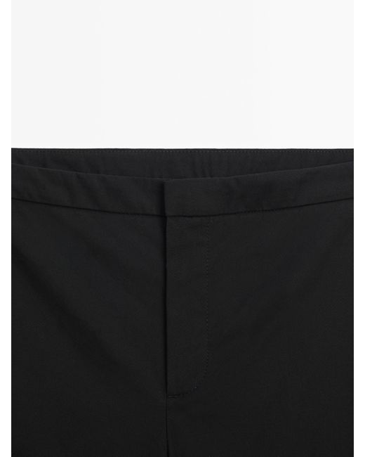 MASSIMO DUTTI Black 100% Cotton Poplin Trousers