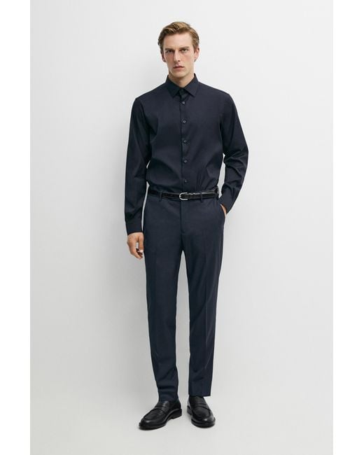 MASSIMO DUTTI Blue Slim Fit Stretch Shirt for men