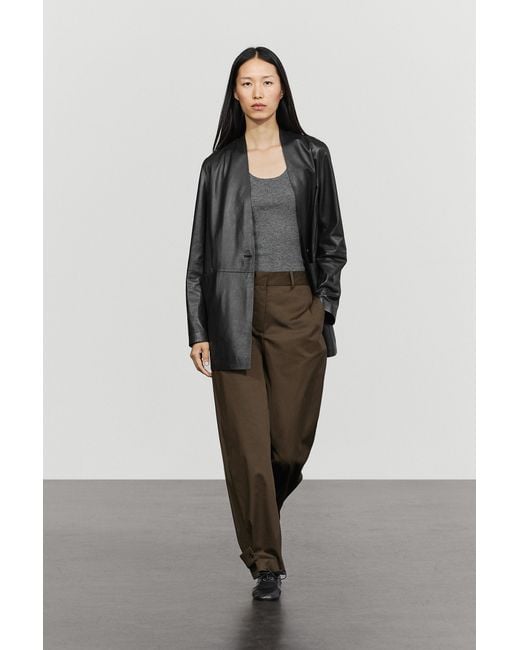 MASSIMO DUTTI Black Pants With Tab Hem Detail