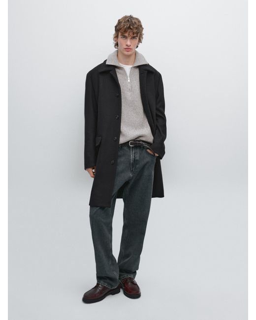 MASSIMO DUTTI Multicolor Long Wool Blend Coat for men