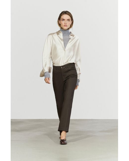 MASSIMO DUTTI Brown Waxed Straight-Leg Pants