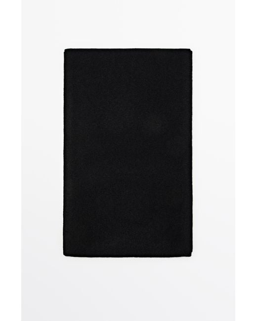 MASSIMO DUTTI Black 100% Cashmere Scarf