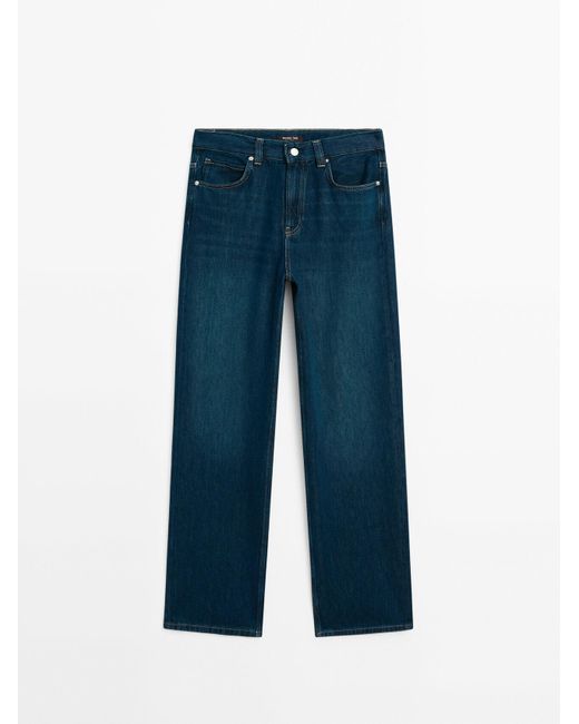 MASSIMO DUTTI Jeans Met Hoge Taille En Wijde Pijpen in het Blue