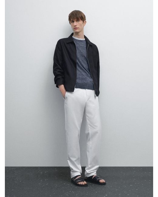 Pantalón Slim Fit Canvas Mezcla Algodón MASSIMO DUTTI de hombre de color Gray