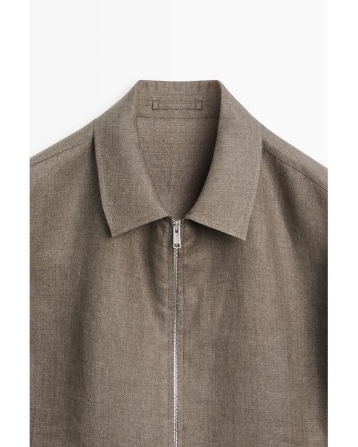 MASSIMO DUTTI Brown Faded Total Look Linen Jacket for men