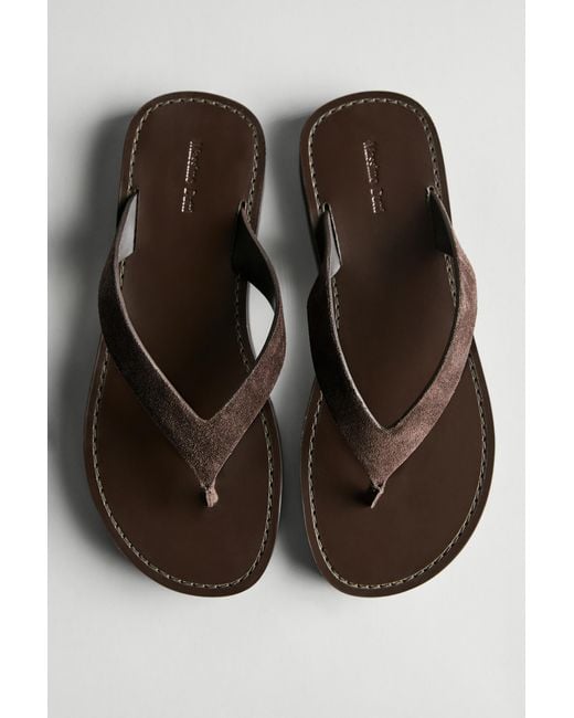 MASSIMO DUTTI White Leather Toe Divider Sandals