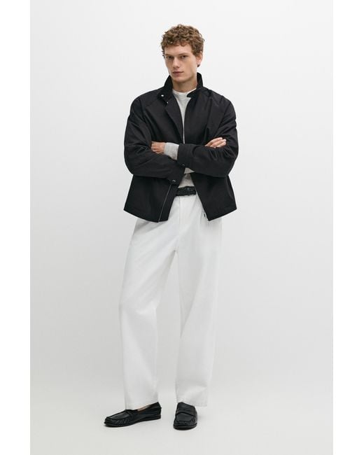 MASSIMO DUTTI Black Collar Detail Bomber Jacket for men