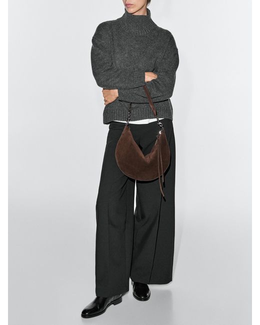 Borsa Mezza Luna di MASSIMO DUTTI in Gray