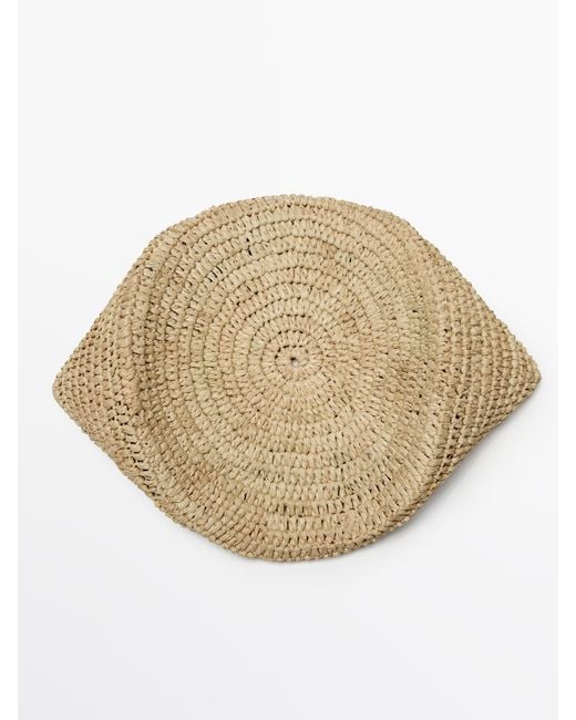 MASSIMO DUTTI Black 100% Raffia Cap