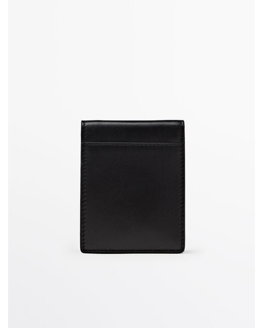 MASSIMO DUTTI Black Leather Wallet for men