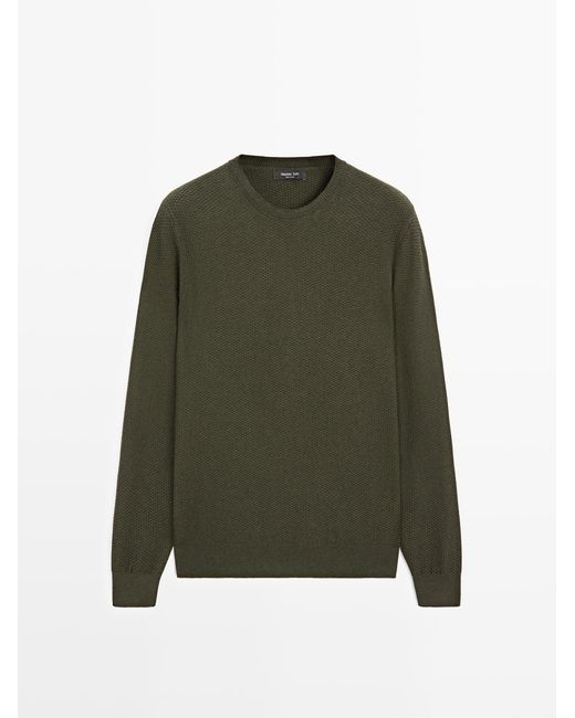 MASSIMO DUTTI Tricot Trui Van Katoenmix Met Structuur in het Green voor heren