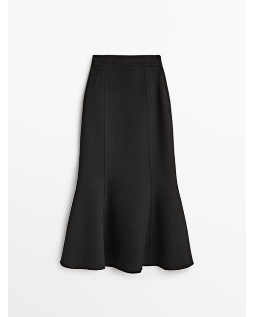 MASSIMO DUTTI Wool-blend Midi Skirt - Studio in Black | Lyst