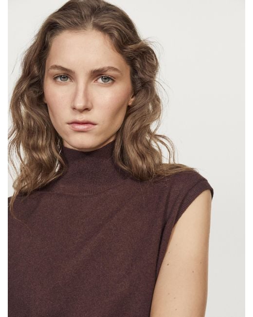 MASSIMO DUTTI Brown Cashmere Knit Vest
