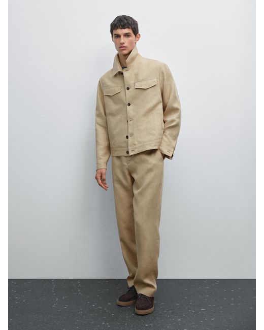 MASSIMO DUTTI White 100% Linen Total Look Jacket for men