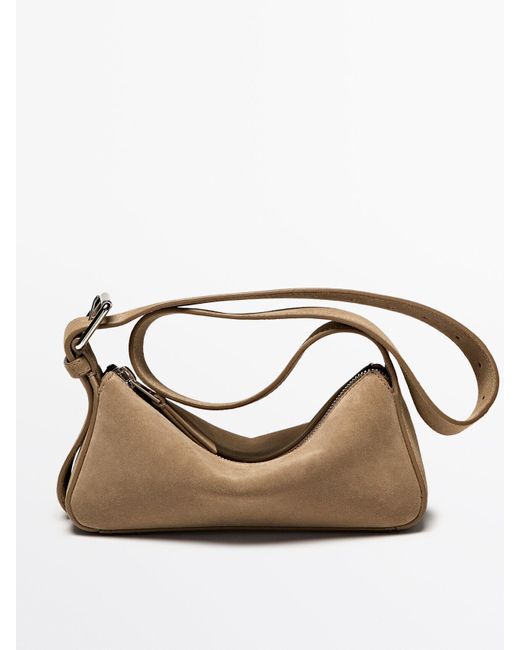 MASSIMO DUTTI Effen Leren Minitas in het Brown