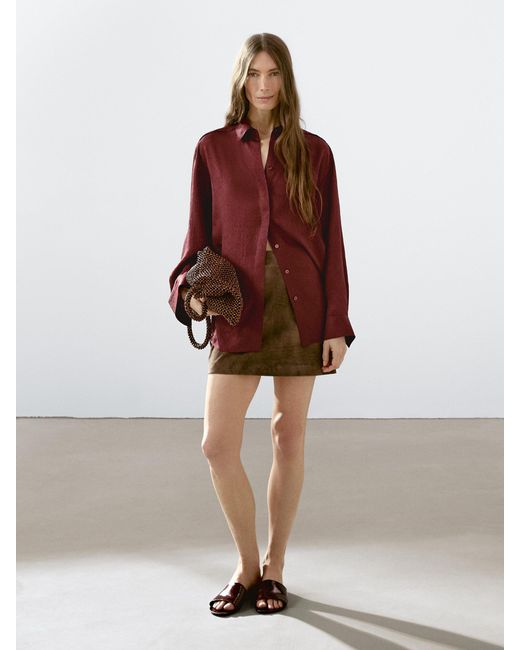 Camicia A Maniche Lunghe Morbida di MASSIMO DUTTI in Brown