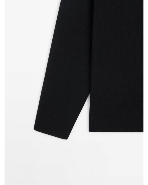 MASSIMO DUTTI Black Milano Knit Buttoned Cardigan for men