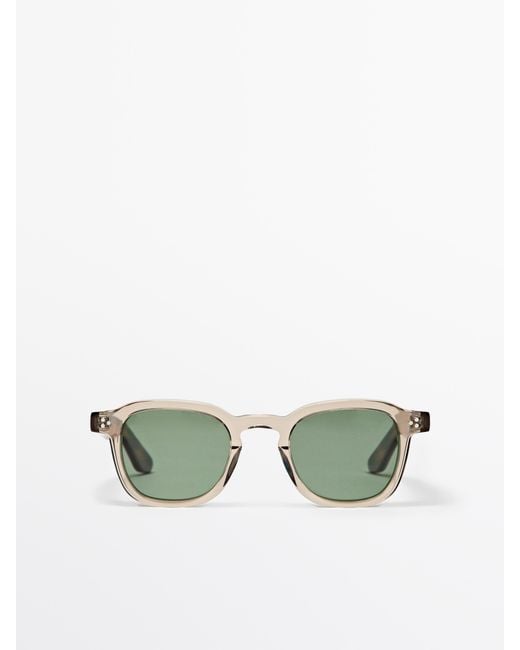 MASSIMO DUTTI Green Round Sunglasses for men