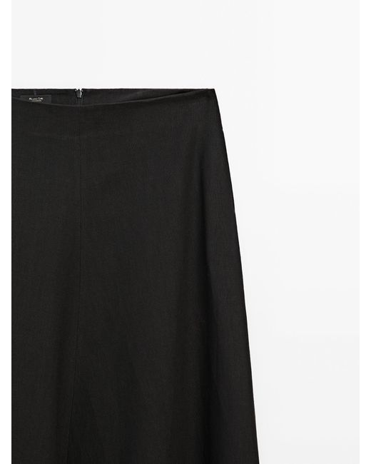MASSIMO DUTTI Black Long Linen Skirt