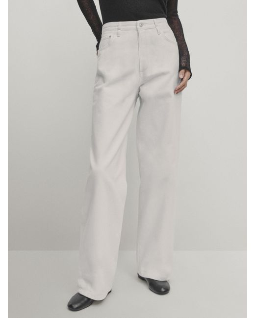 MASSIMO DUTTI White Relaxed-Fit High-Waist Jeans