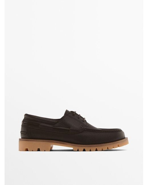 MASSIMO DUTTI White Vibram Nappa Deck Shoes for men