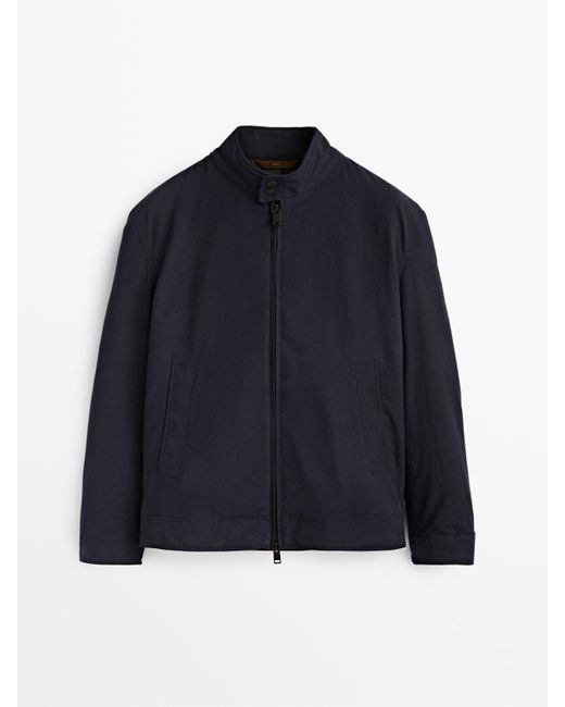 MASSIMO DUTTI Cropped Jacket With Waxed Finish in Navy Blue (Blue) for ...