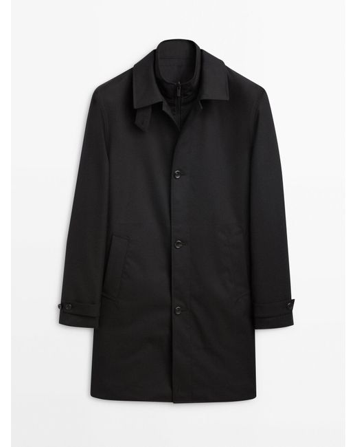 MASSIMO DUTTI Black Trench Coat With Detachable Lining for men