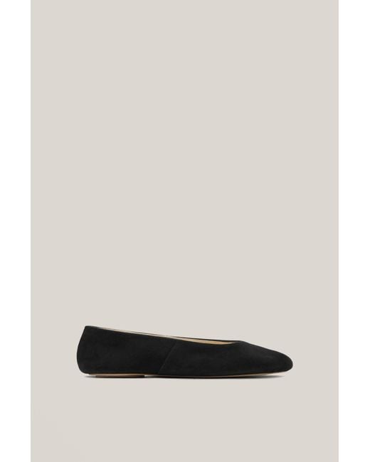 MASSIMO DUTTI Black Soft Leather Ballet Flats