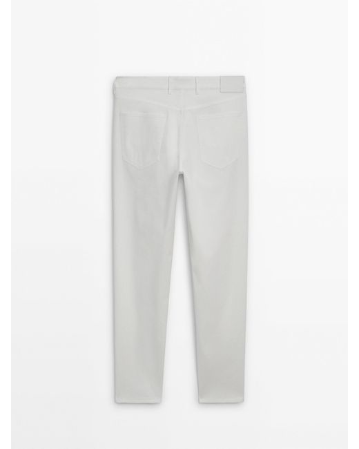 MASSIMO DUTTI White Tapered-Fit Denim Trousers for men