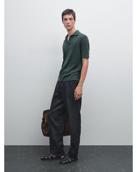 Polo Cuello Pico Punto MASSIMO DUTTI de hombre de color Gray