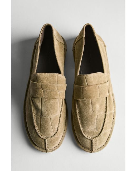 MASSIMO DUTTI Black Soft Split Suede Leather Loafer