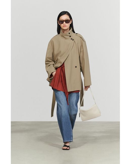 MASSIMO DUTTI Natural Mid-Length Belted Trench Coat