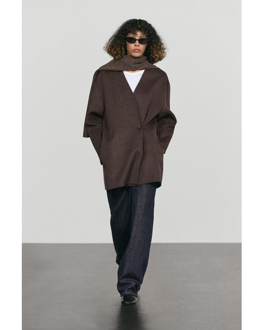 Cappotto Con Dettaglio Sciarpa di MASSIMO DUTTI in Brown