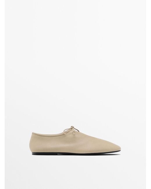 MASSIMO DUTTI White Soft-Ballerinas Mit Riemchen