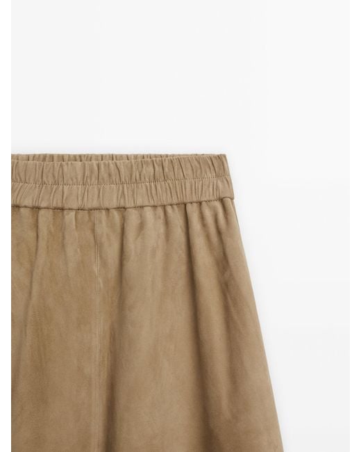 MASSIMO DUTTI Natural Long Nappa Leather Skirt With Side Splits