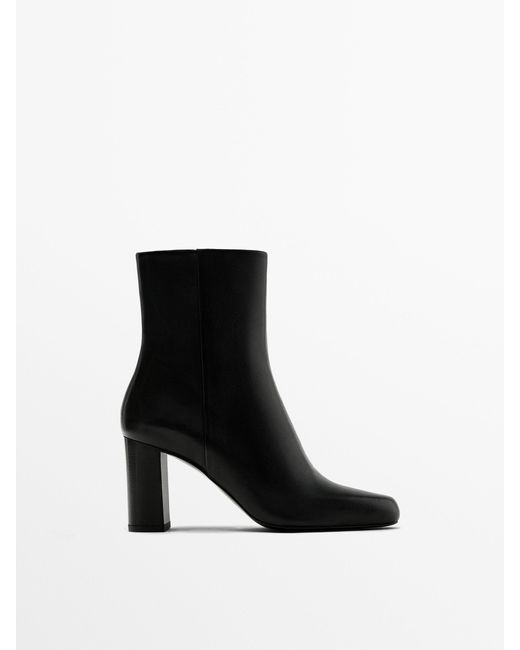 MASSIMO DUTTI Black High-Heel Ankle Boots