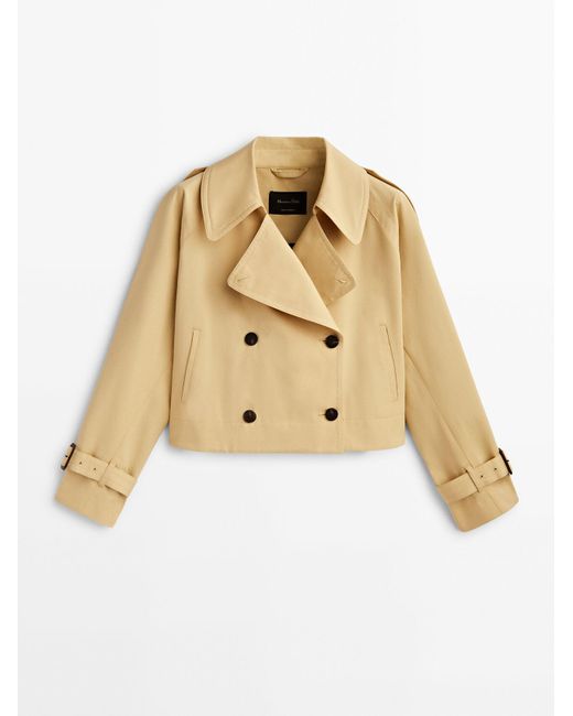 MASSIMO DUTTI Natural Short Cotton Trench Jacket