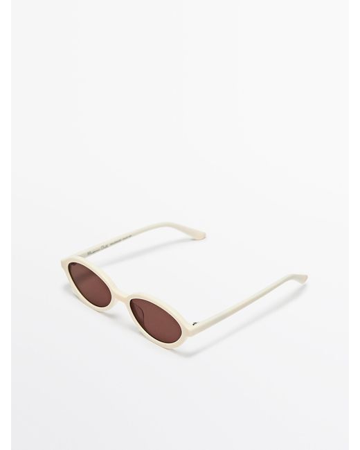 MASSIMO DUTTI White Oval Sunglasses